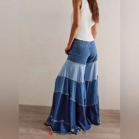 We The Free Dreamscape Tiered Denim Wide Leg size 25 NWT - Picture 2 of 14